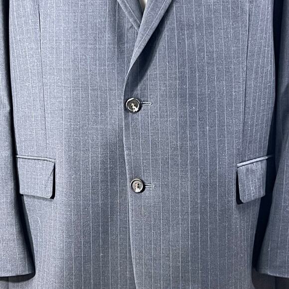 Ralph Lauren Wool Pinstripe Blazer Charcoal Gray 2 Button Heritage 50 - Picture 6 of 9